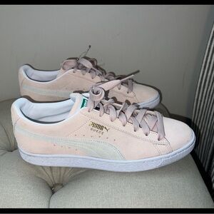 Puma Pink Suede Sneakers with White Accents